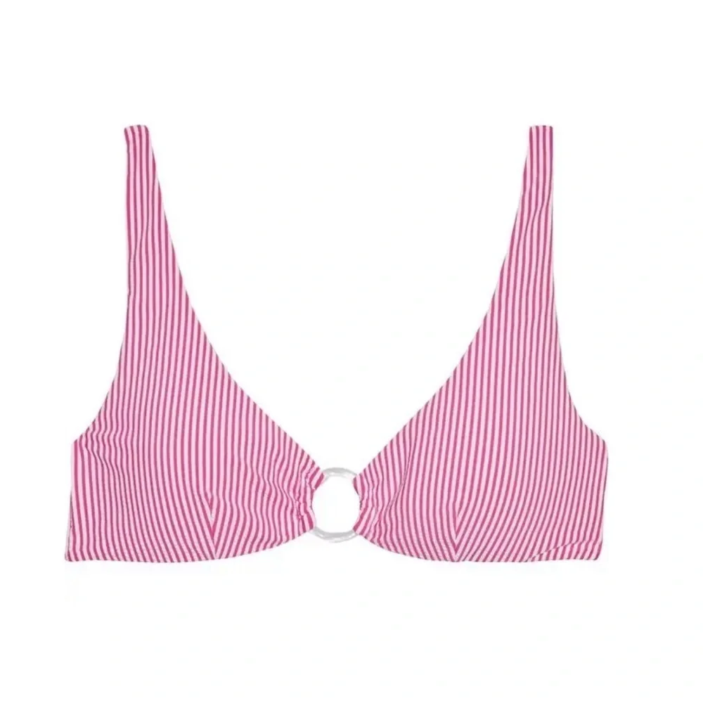 ONIA Jade O-Ring Pink Striped Bikini Top - Picture 2 of 4
